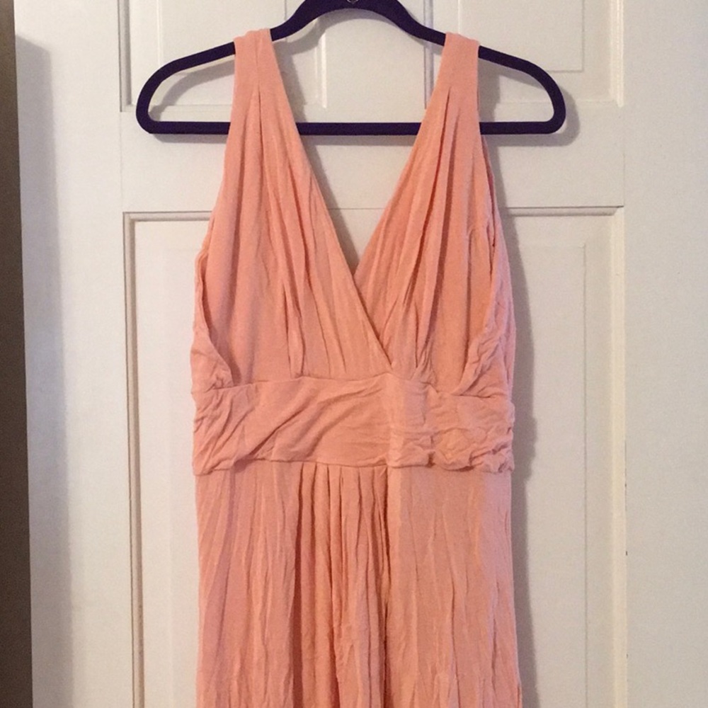 EUC,IMAN,1XP,Cotton,peach color,step in design,gathered waist,maxi dress - Picture 3 of 7